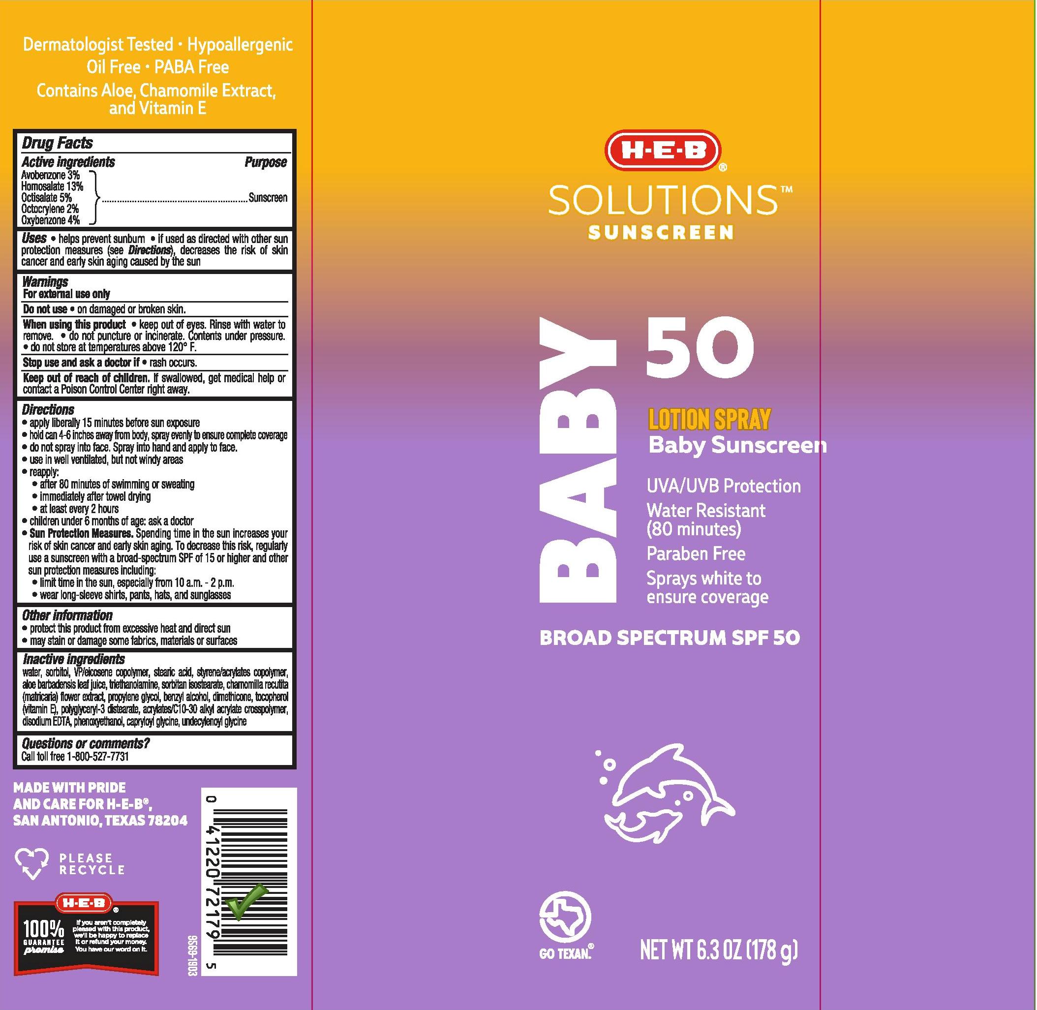 Pill image for H.e.b Solutions Sunscreen Baby Spf 50 Lotion Spray
