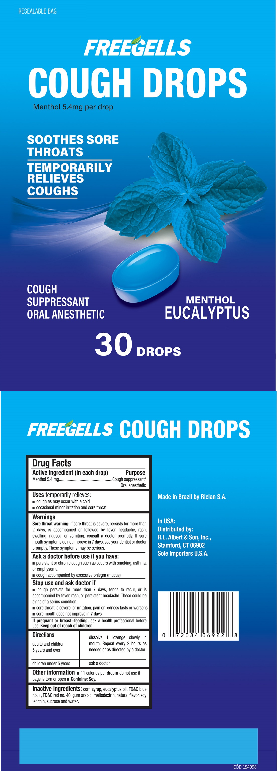 Pill image for Freegells Cough Drops Menthol Eucalyptus