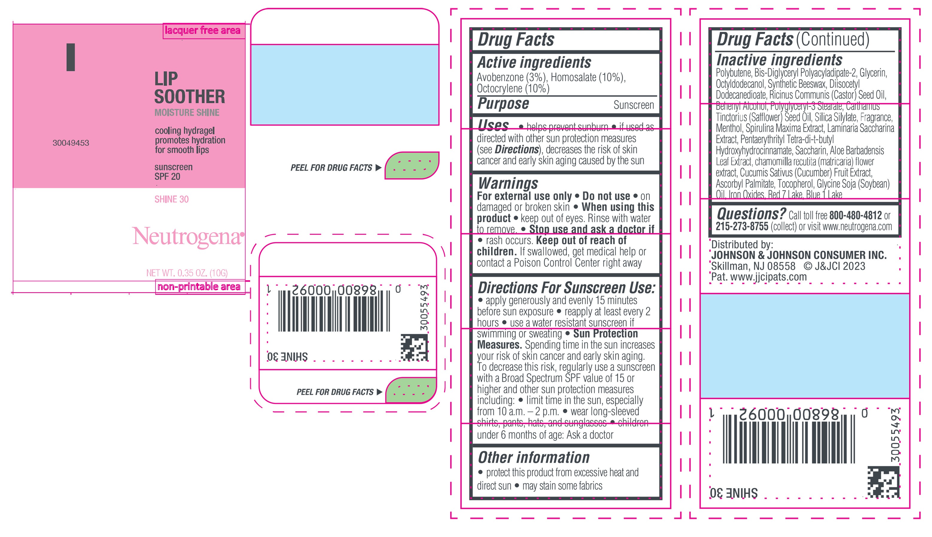 Pill image for Neutrogena Moistureshine Lip Soother With Sunscreen Spf 20, Shine 30