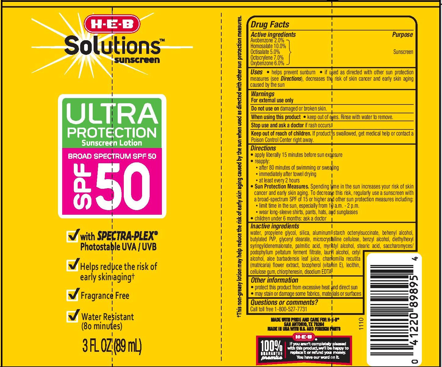 Pill image for H.e.b Solutions Sunscreen Ultra Spf 50 Lotion