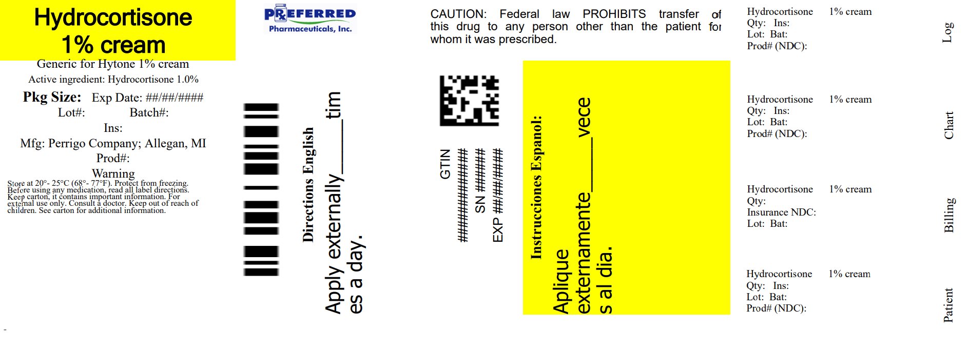 Pill image for Perrigo Hydrocortisone Cream 1% Drug Facts