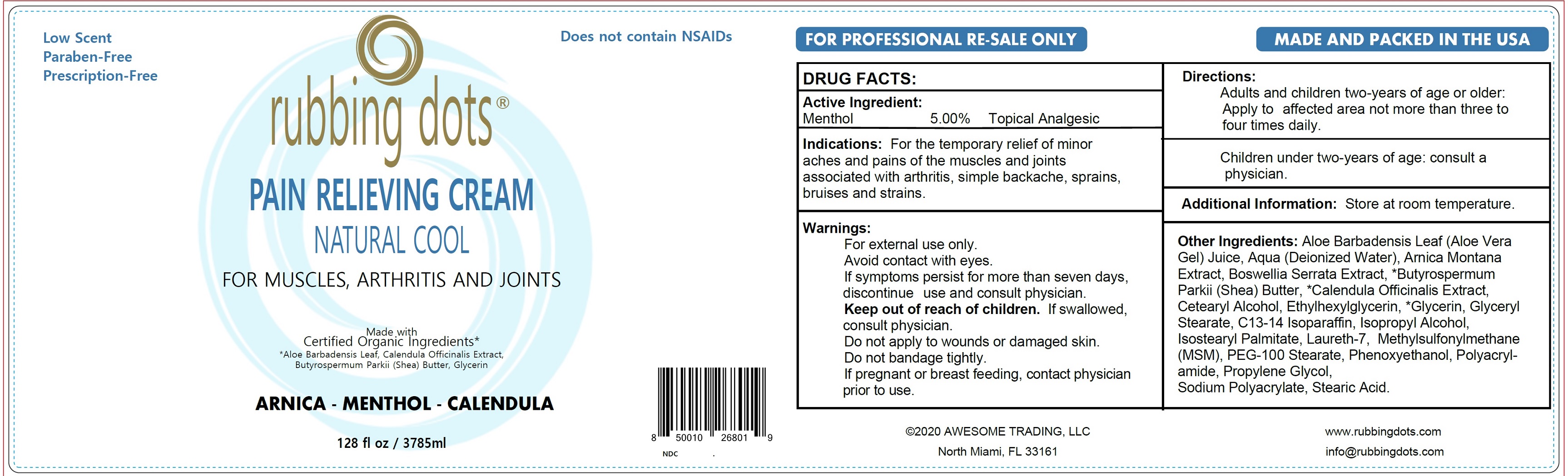Pill image for rubbing dots pain relieving cream