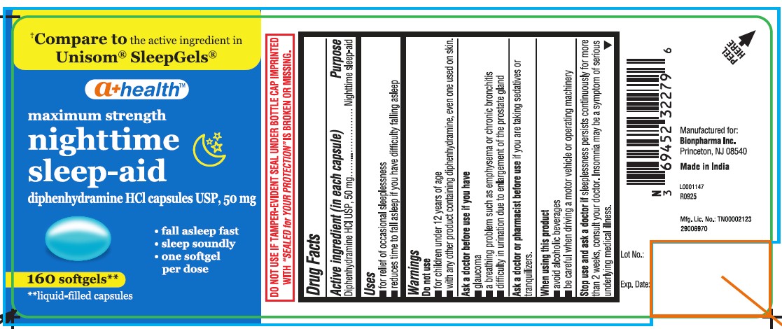 Pill image for Diphenhydramine Hcl 50mg, A+ Health, Made In India