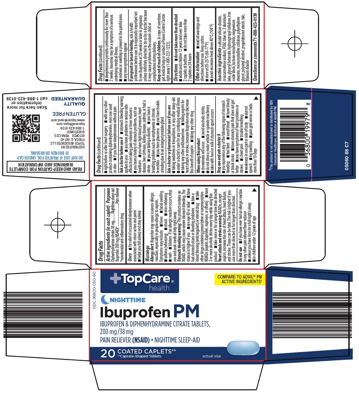 Pill image for Topco Associates Llc. Ibuprofen Pm Drug Facts