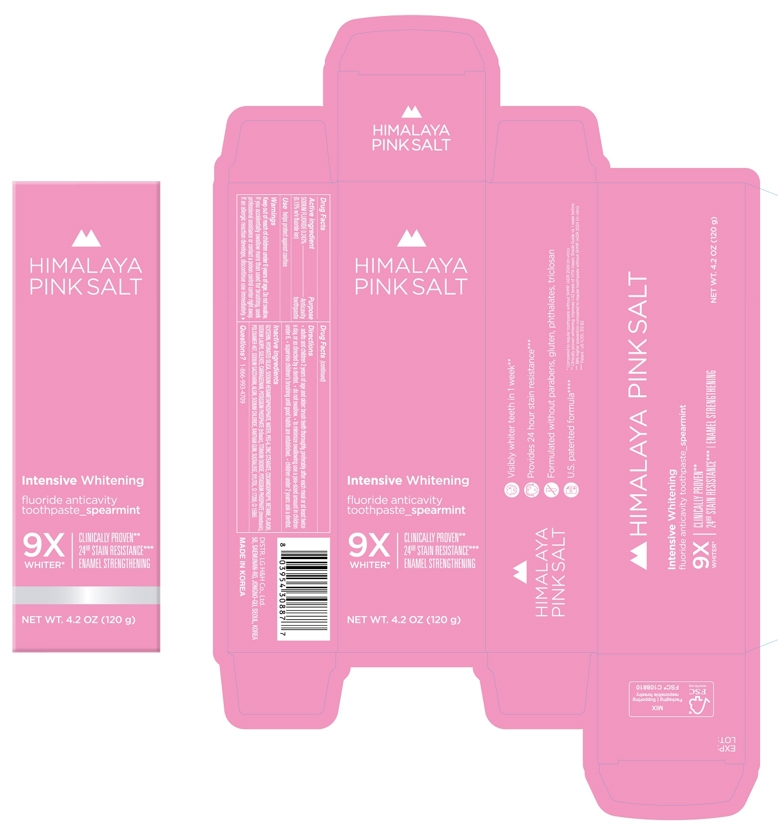 Pill image for Himalaya Pink Salt Intensive Whitening Fluoride Anticavity Toothpaste_spearmint 120g