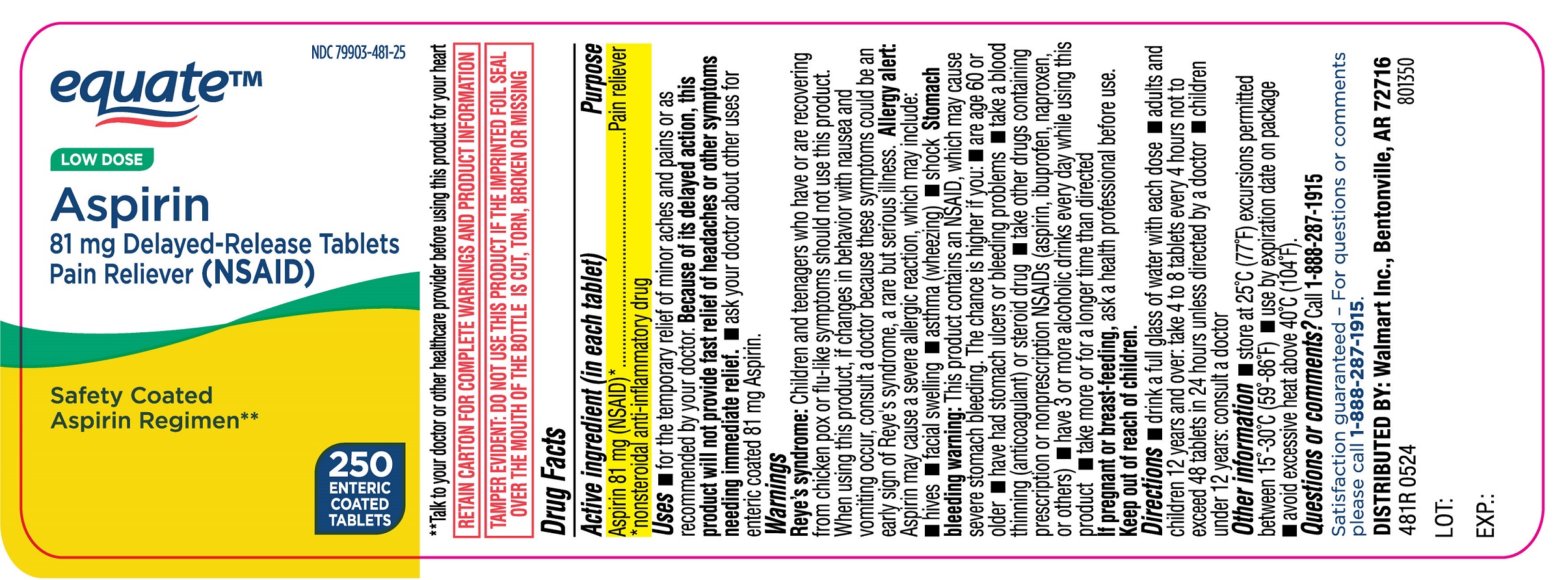 Pill image for Low Dose Aspirin 81 Mg Delayed-release Tablets