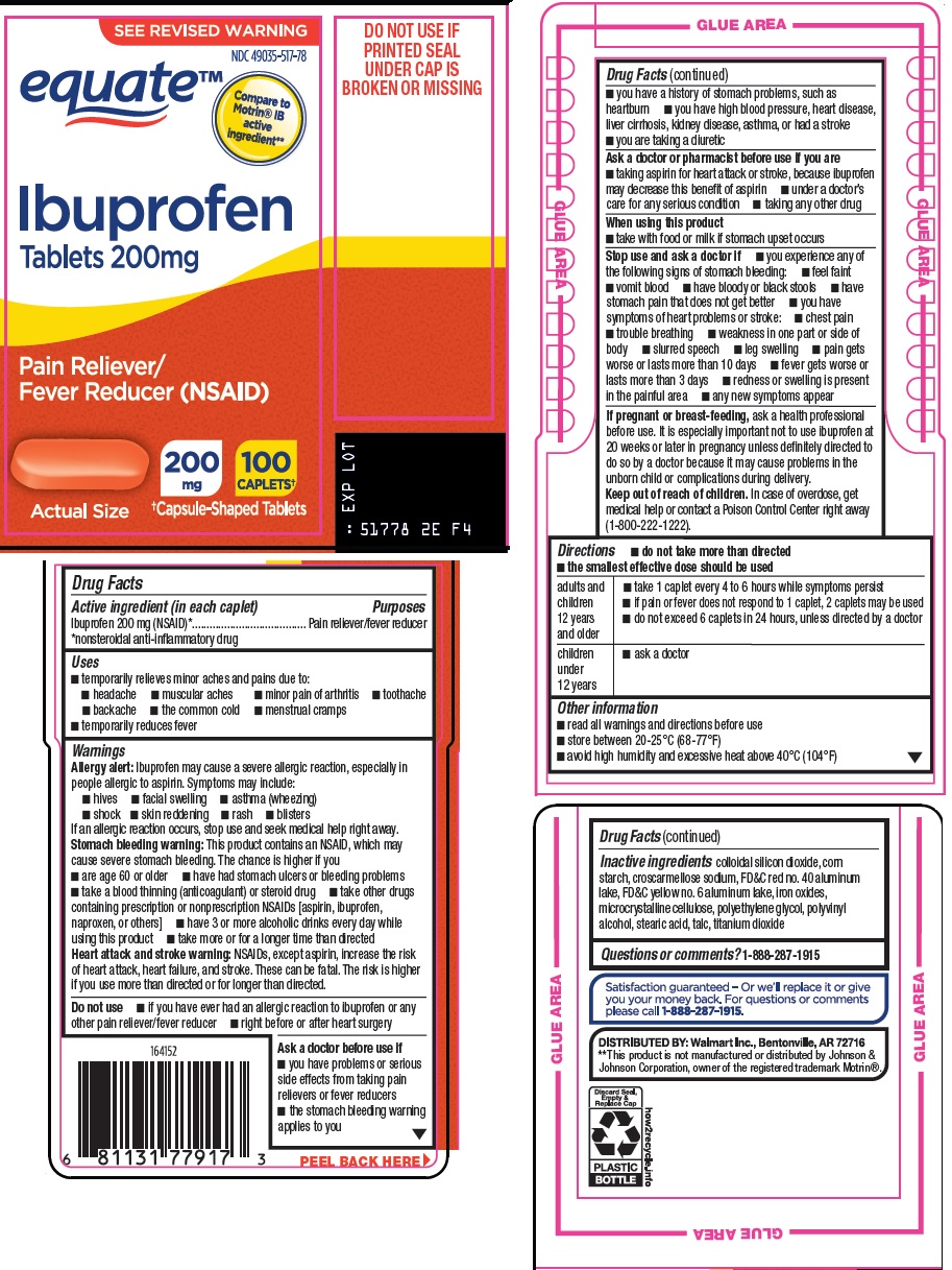 Pill image for Wal-mart Ibuprofen Drug Facts