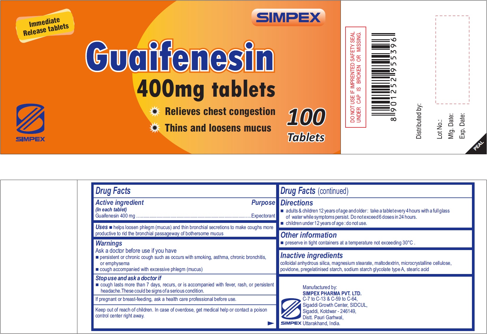Pill image for Simpex Guaifenesin