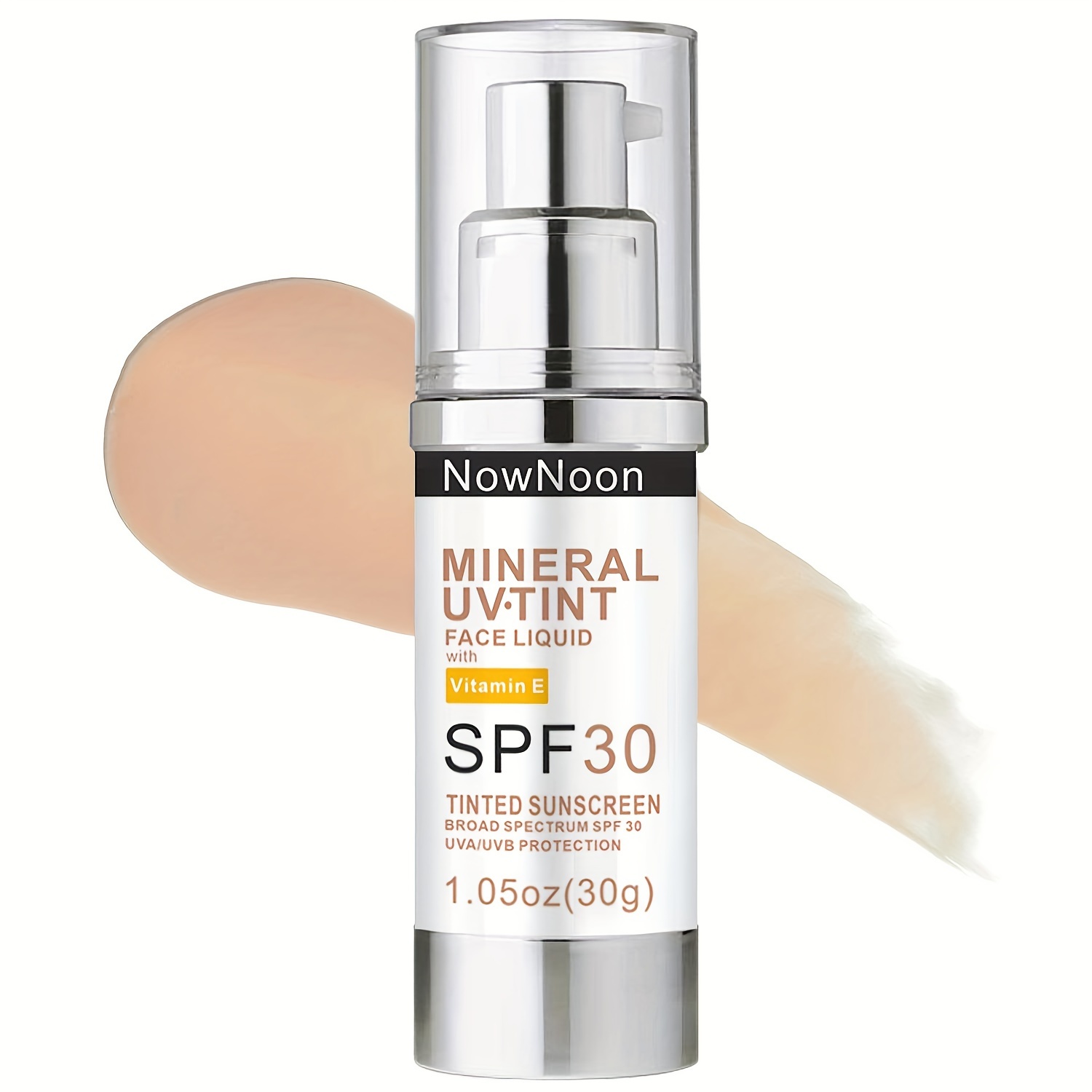 Pill image for Nownoon Mineral Uv Tint Face Liquid With Vitamin E Spf 30 Tinted Sunscreen Cream
