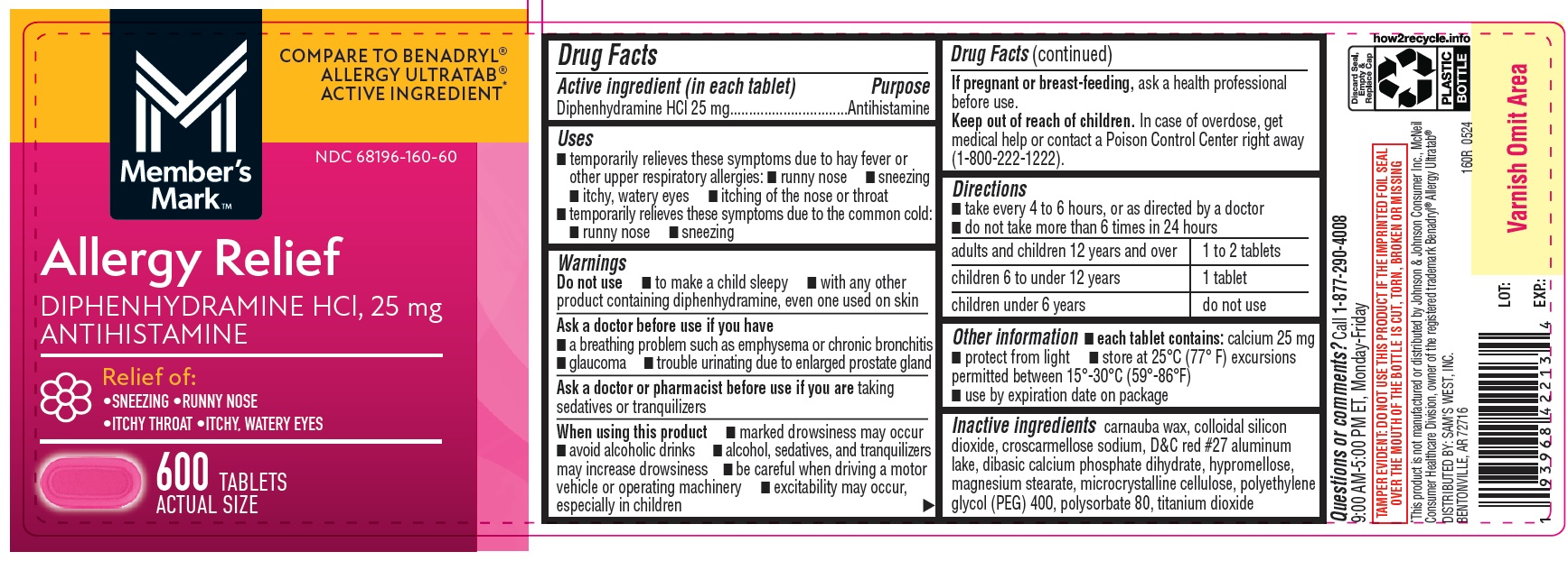 Pill image for Sams Club Diphenhydramine Hydrochloride 25 Mg Tablets