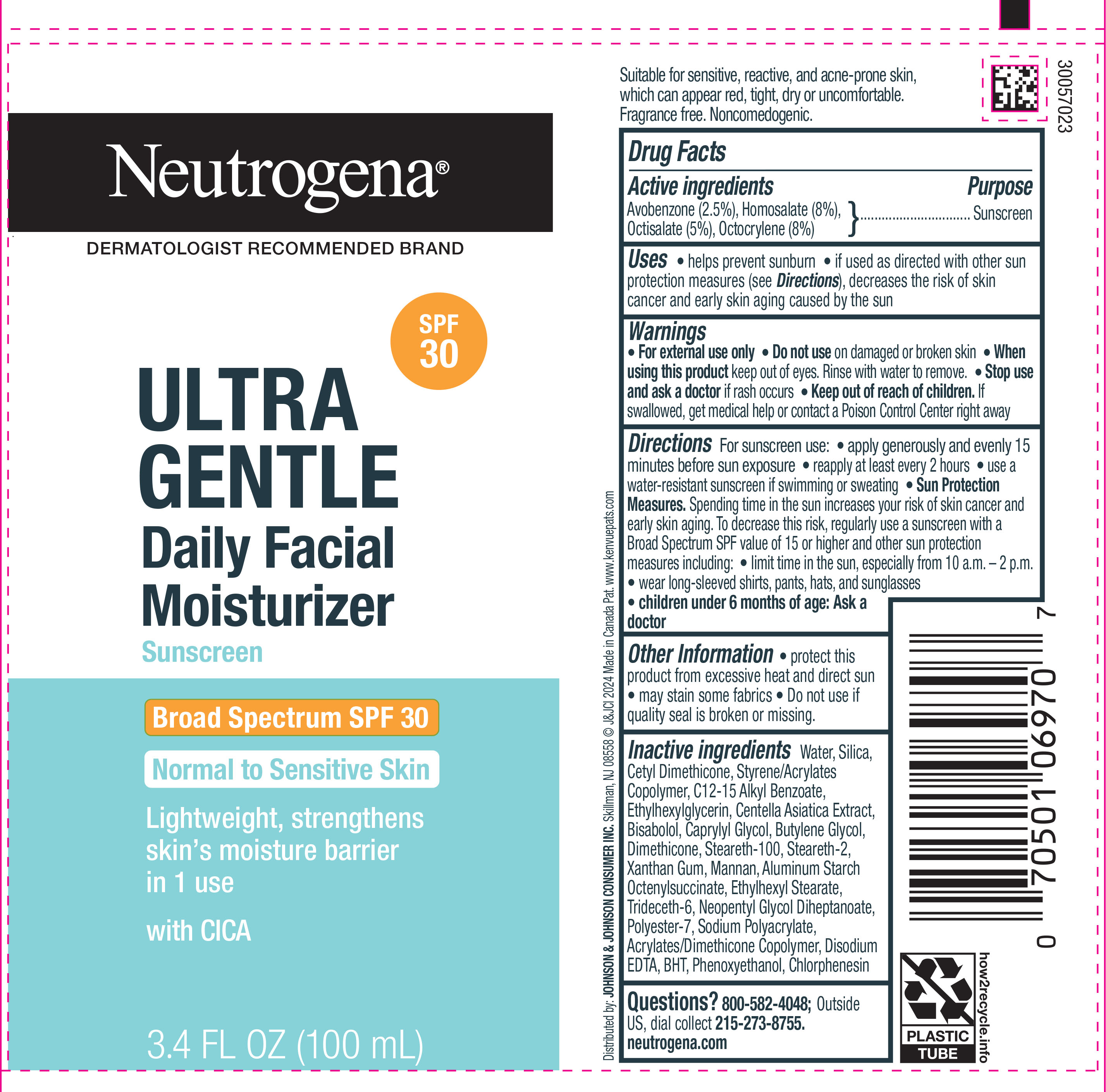 Pill image for neutrogena ultra gentle daily facial moisturizer sunscreen broad spectrum spf 30