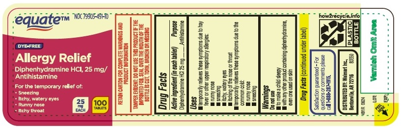 Pill image for Walmart Diphenhydramine Hcl 25 Mg Tablets - Dye Free