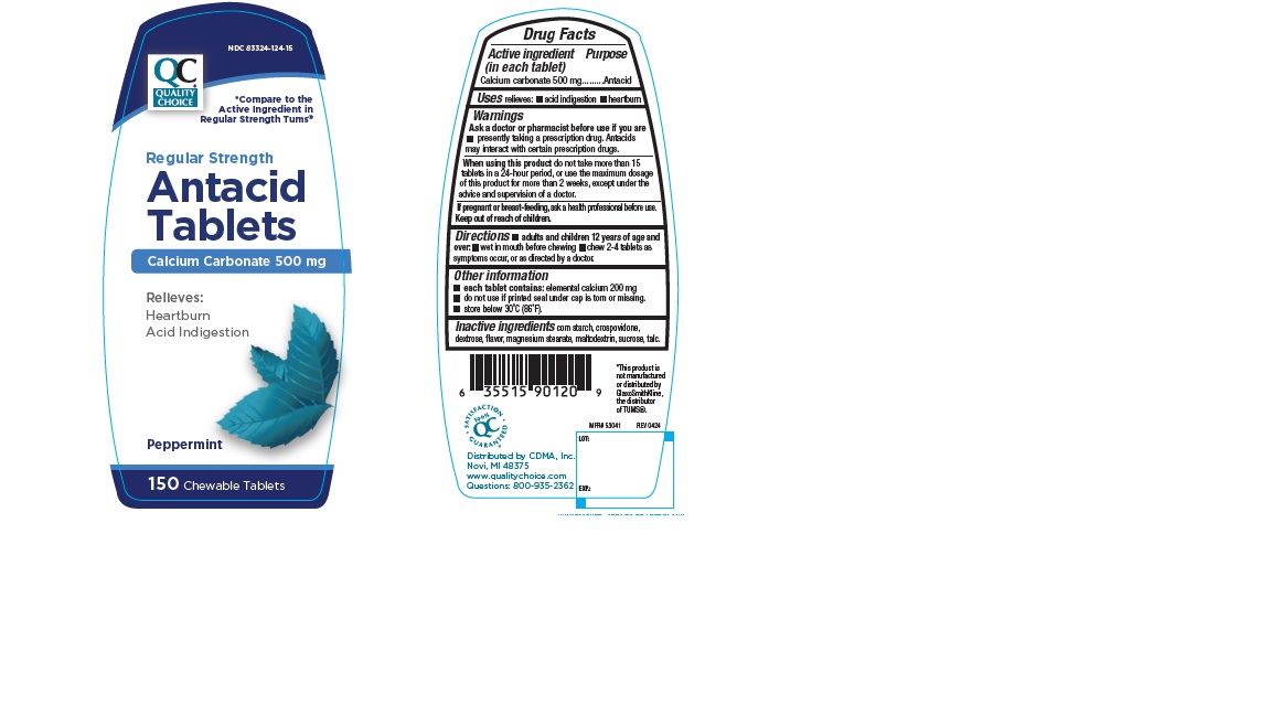 Pill image for Qch Regular Strength Antacid Peppermint Chewable 113