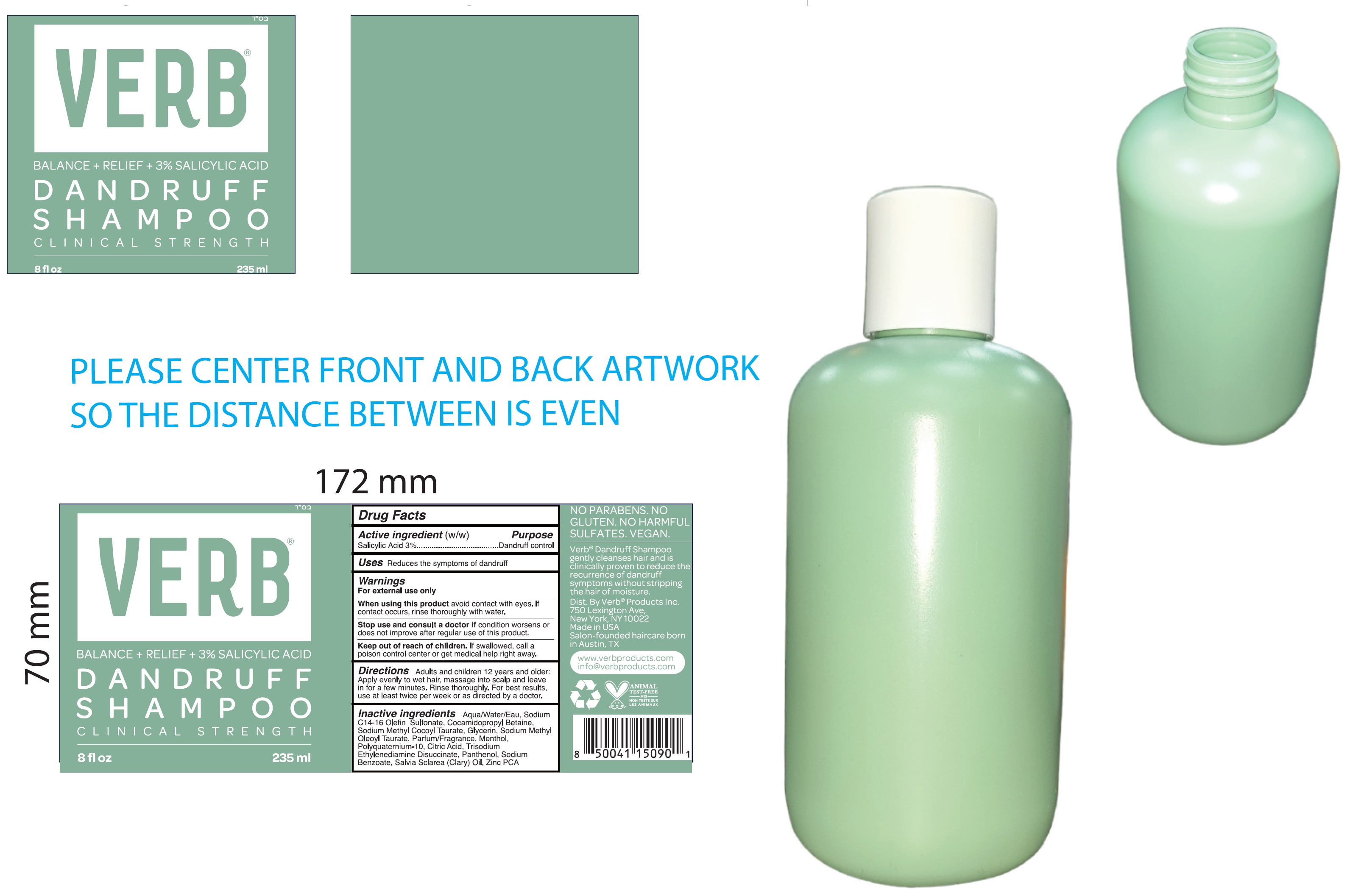 Pill image for verb products. balance relief 3% salicylic acid dandruff shampoo clinical strength