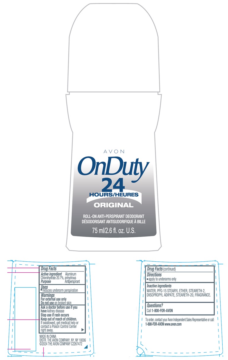 Pill image for Avon Onduty 24 Hours Original Roll-on Anti-perspirant Deodorant 75ml