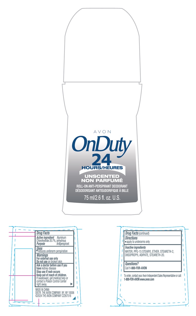 Pill image for Avon Onduty 24 Hours Unscented Roll-on Anti-perspirant Deodorant 75ml