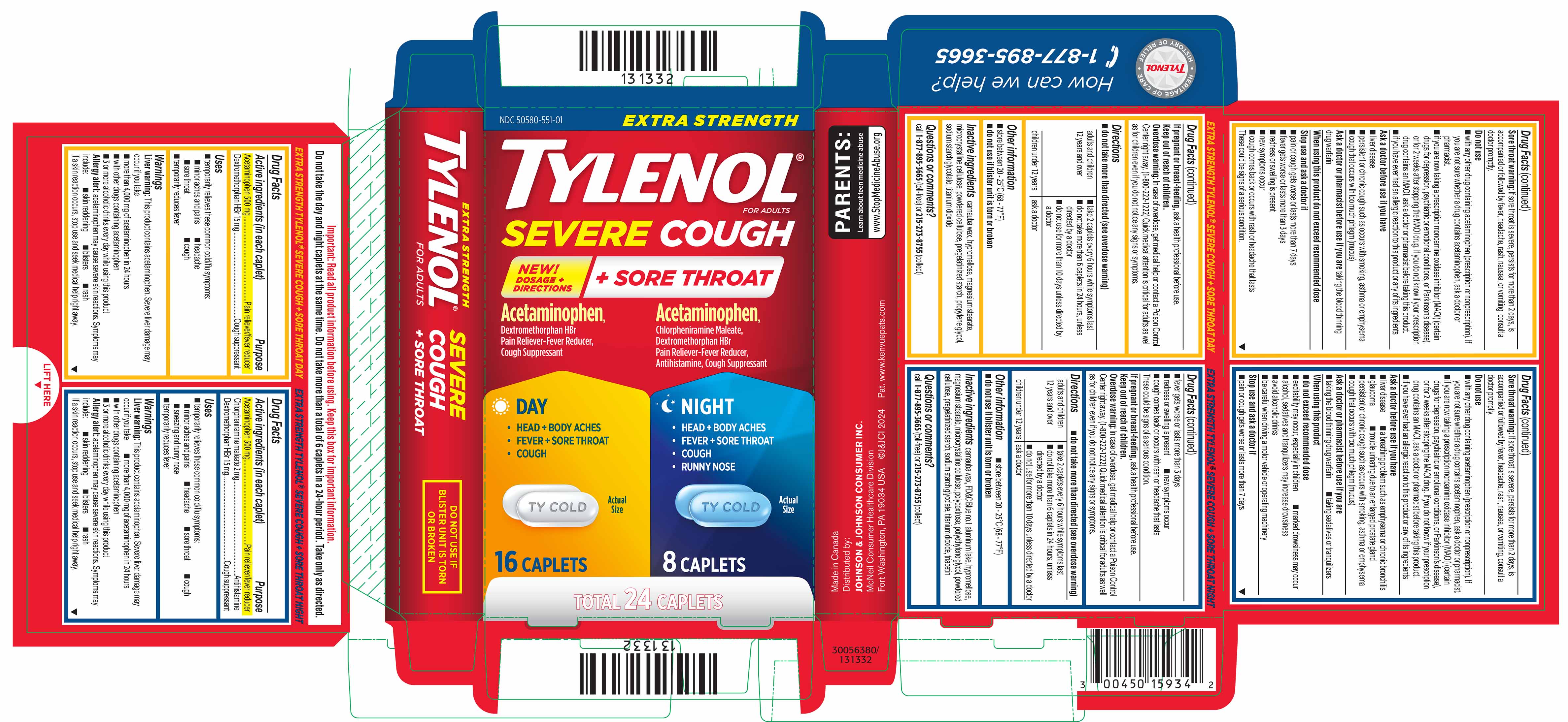 Pill image for Extra Strength Tylenol® Severe Cough + Sore Throat Day/night