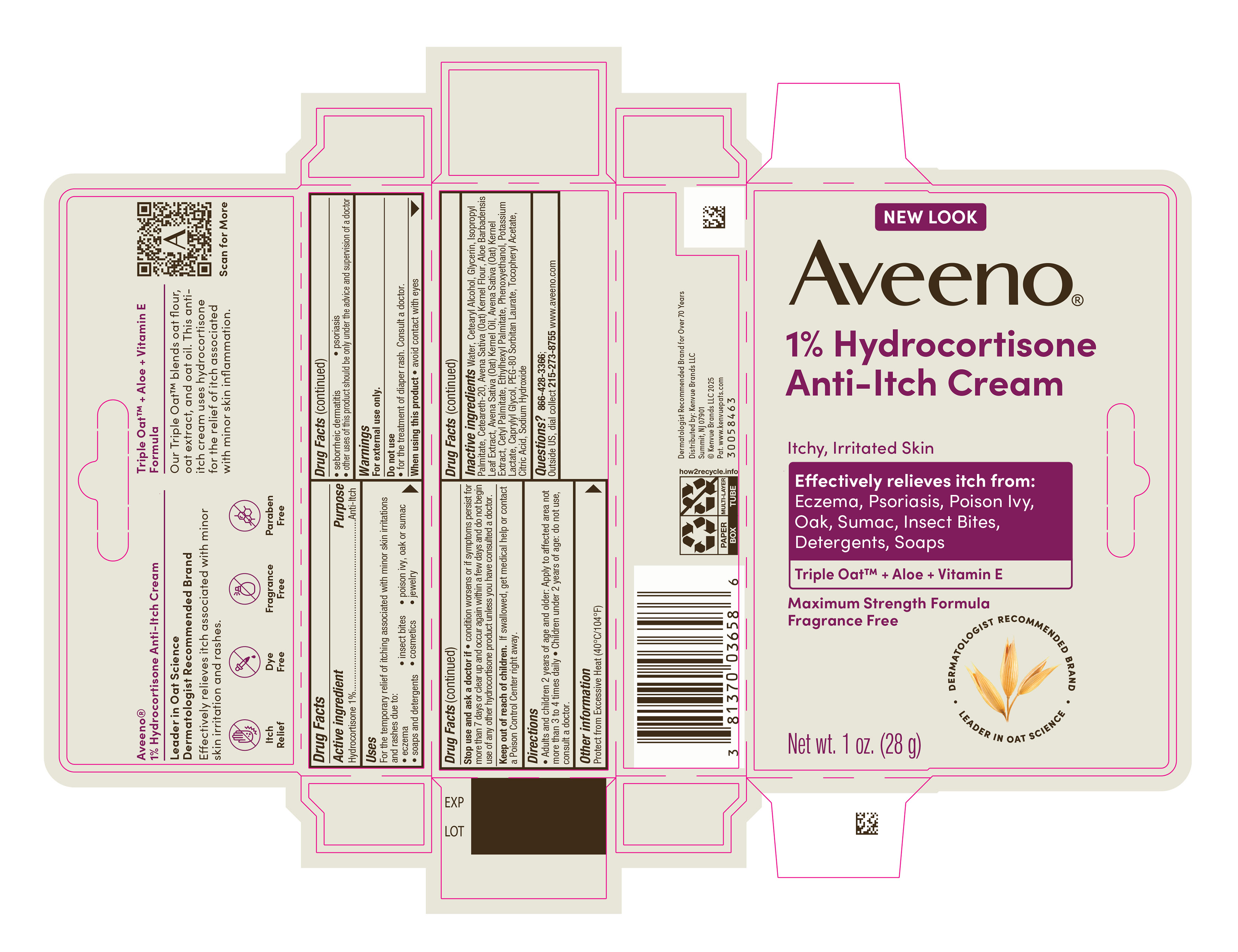 Pill image for Aveeno 1% Hydrocortisone Anti-itch Cream