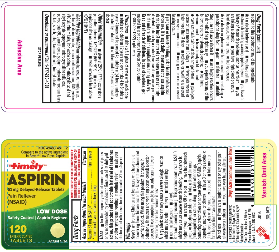Pill image for 481r Tcl 49483-481 Aspirin 81mg Delayed Release Tablets