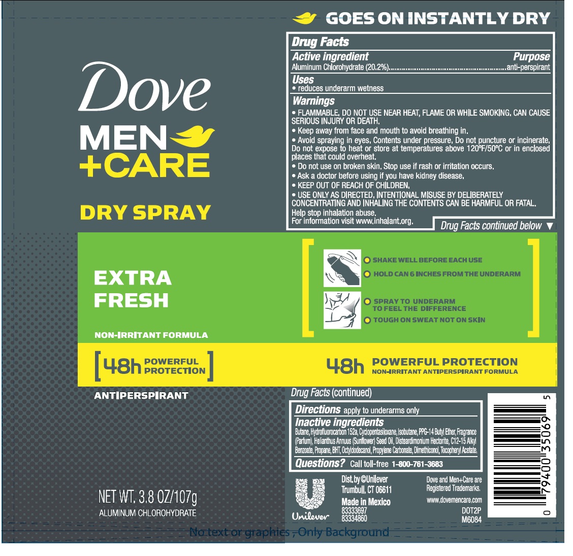 Pill image for Dove Men Plus Care Extra Fresh Dry Spray Antiperspirant