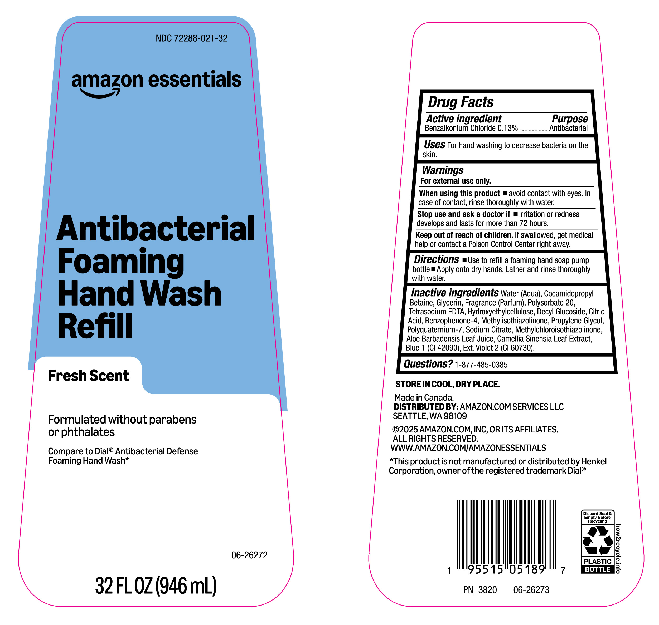 Pill image for Ndc 72288-021, Amazon Essentials.