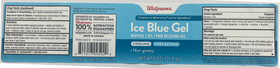 Pill image for Walgreens Ice Blue Gel Pain Relieving Gel