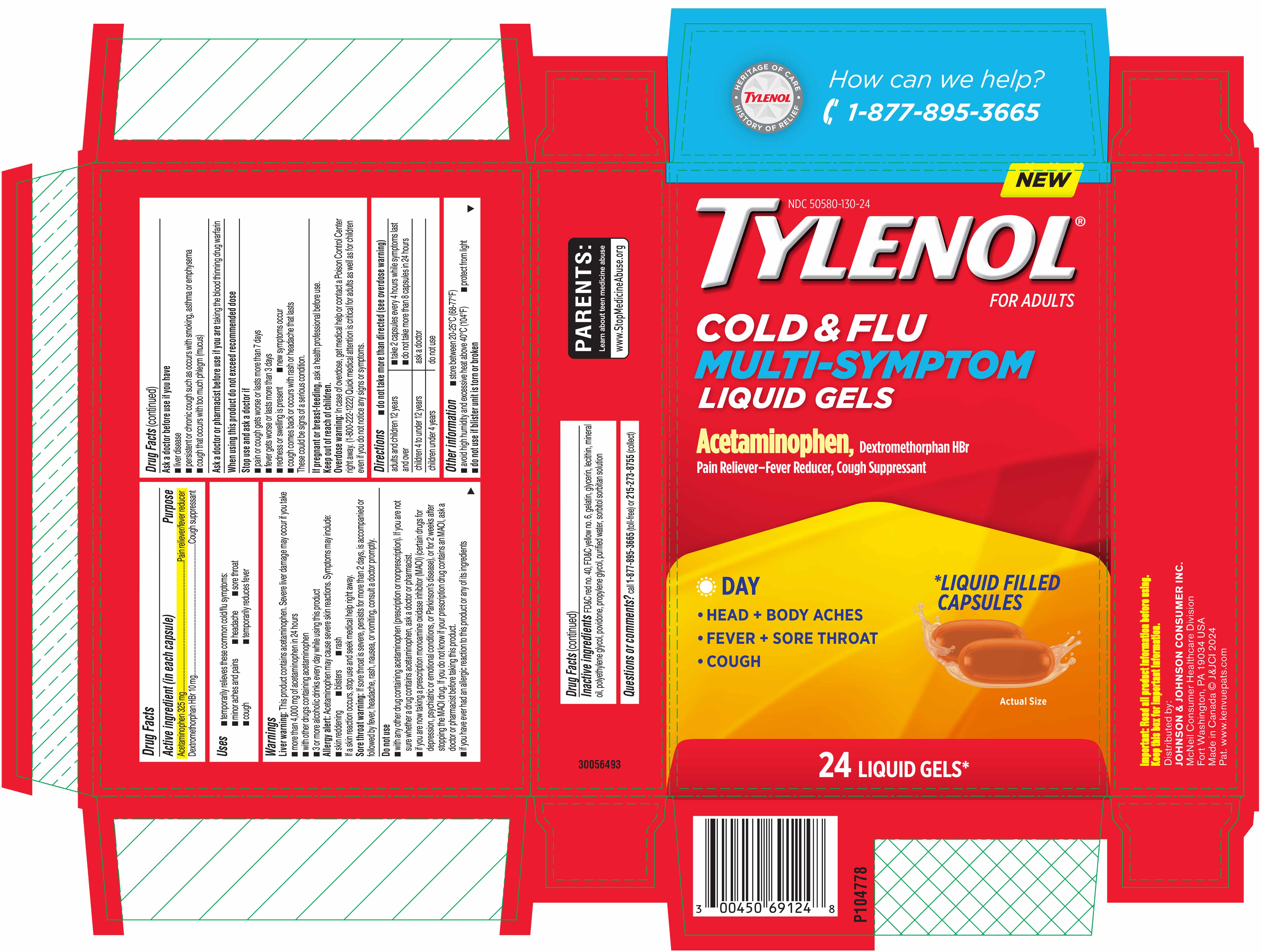 Pill image for Tylenol® Cold + Flu Multi-symptom Liquid Gels Day