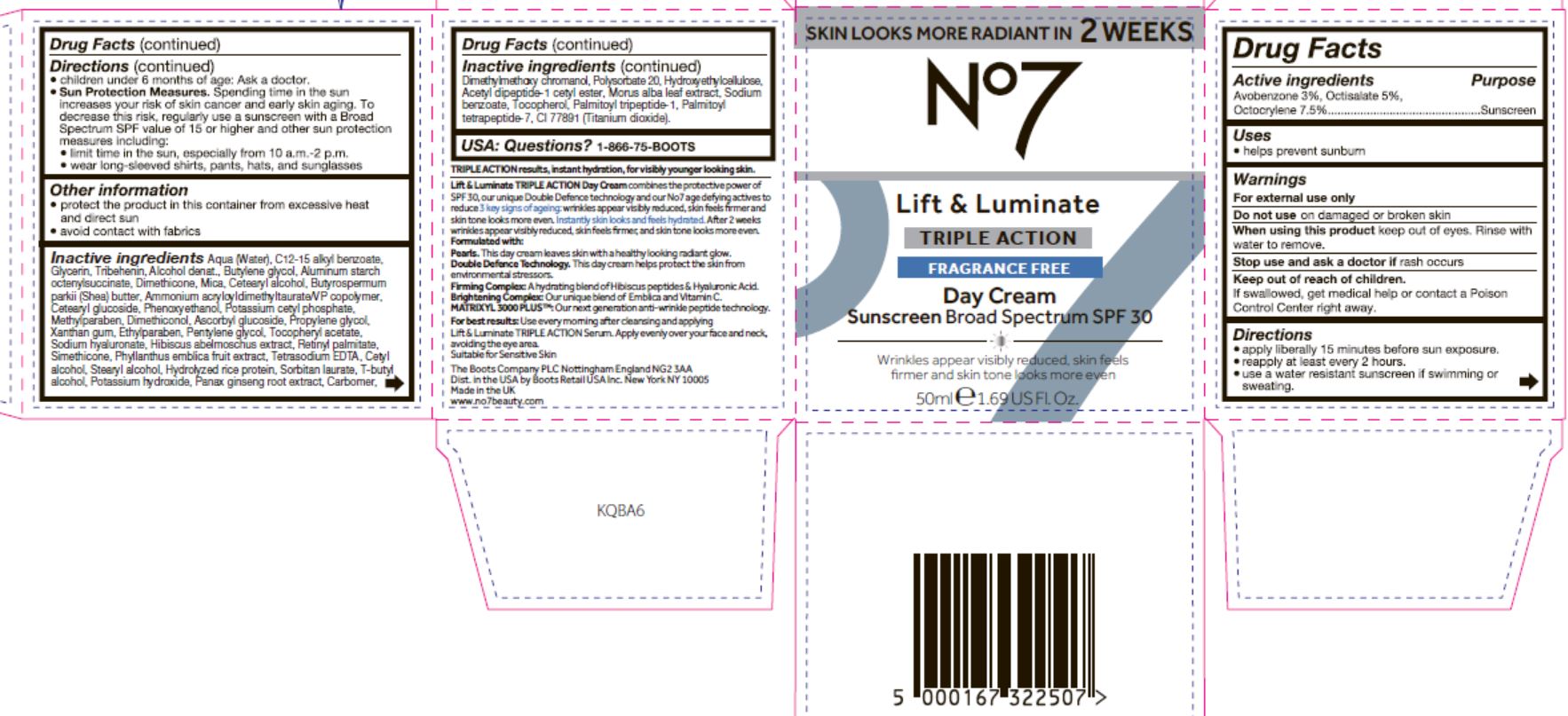 Pill image for No7 Lift And Luminate Triple Action Fragrance Free Day Cream Sunscreen Broad Spectrum Spf 30