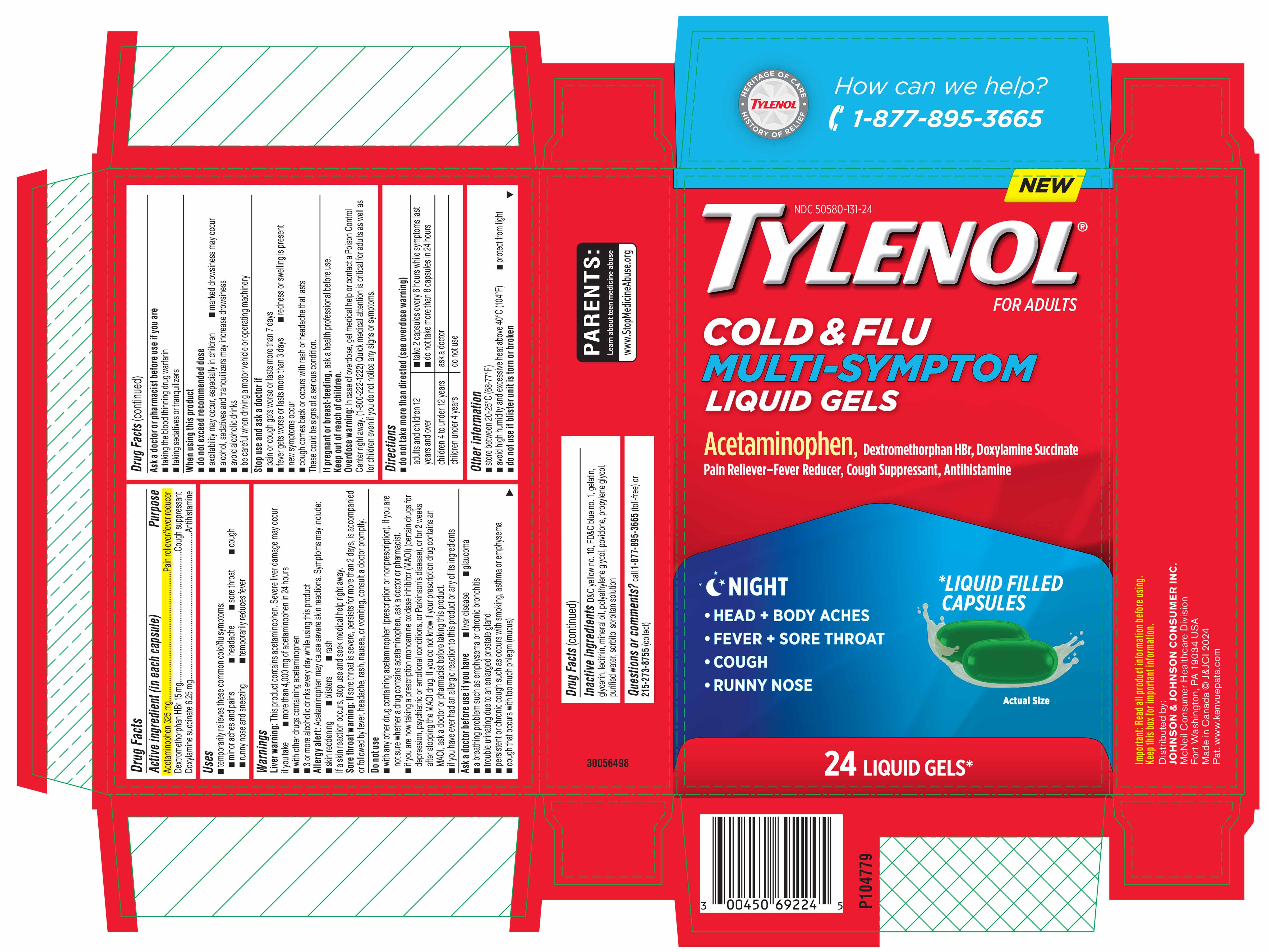 Pill image for Tylenol® Cold + Flu Multi-symptom Liquid Gels Night