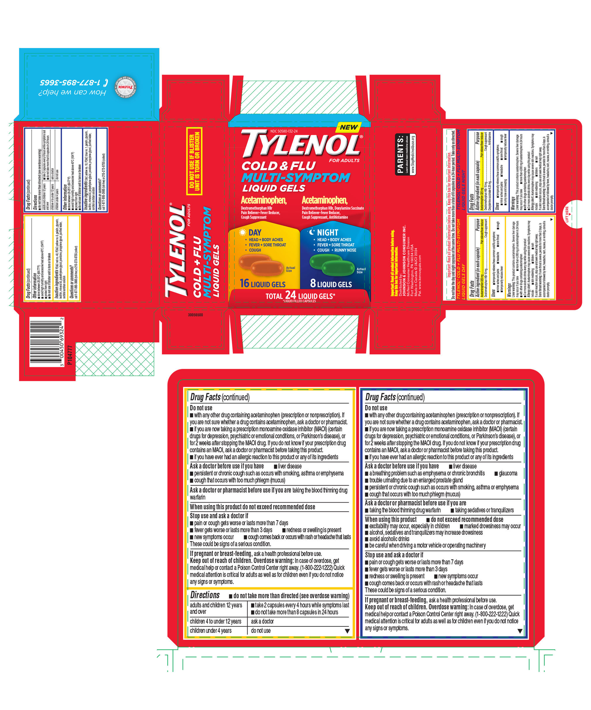 Pill image for Tylenol® Cold + Flu Multi-symptom Liquid Gels Day + Night
