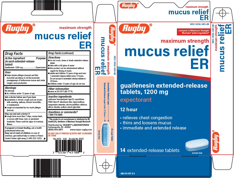 Pill image for Rugby Laboratories Mucus Relief Er Drug Facts
