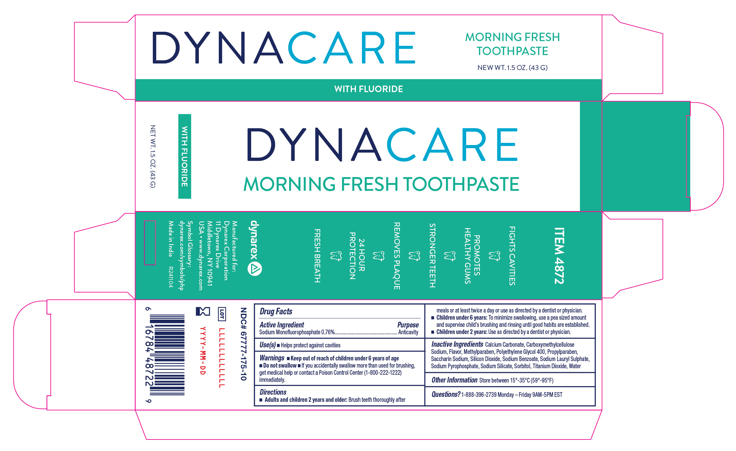 Pill image for 4872 Morning Fresh Toothpaste Ndc 67777-175-01