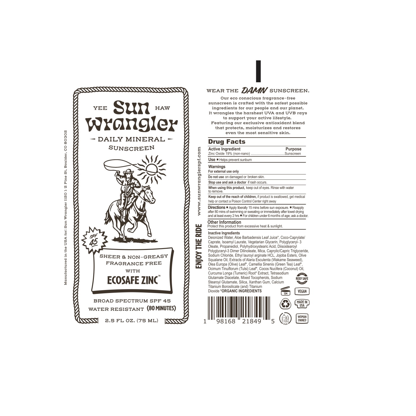 Pill image for sun wrangler daily mineral sunscreen spf 45