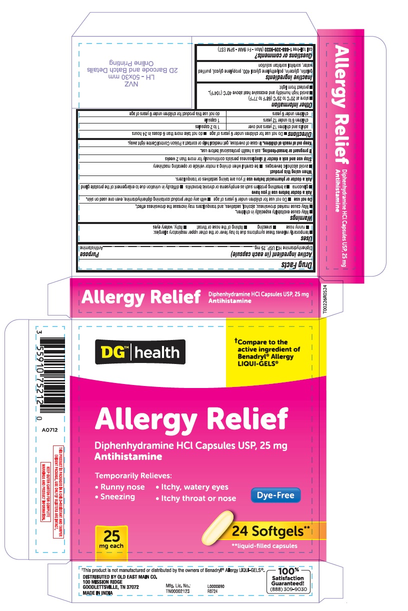 Pill image for Dollar General-diphenhydramine Hydrochloride Capsules, 25 Mg-dye Free