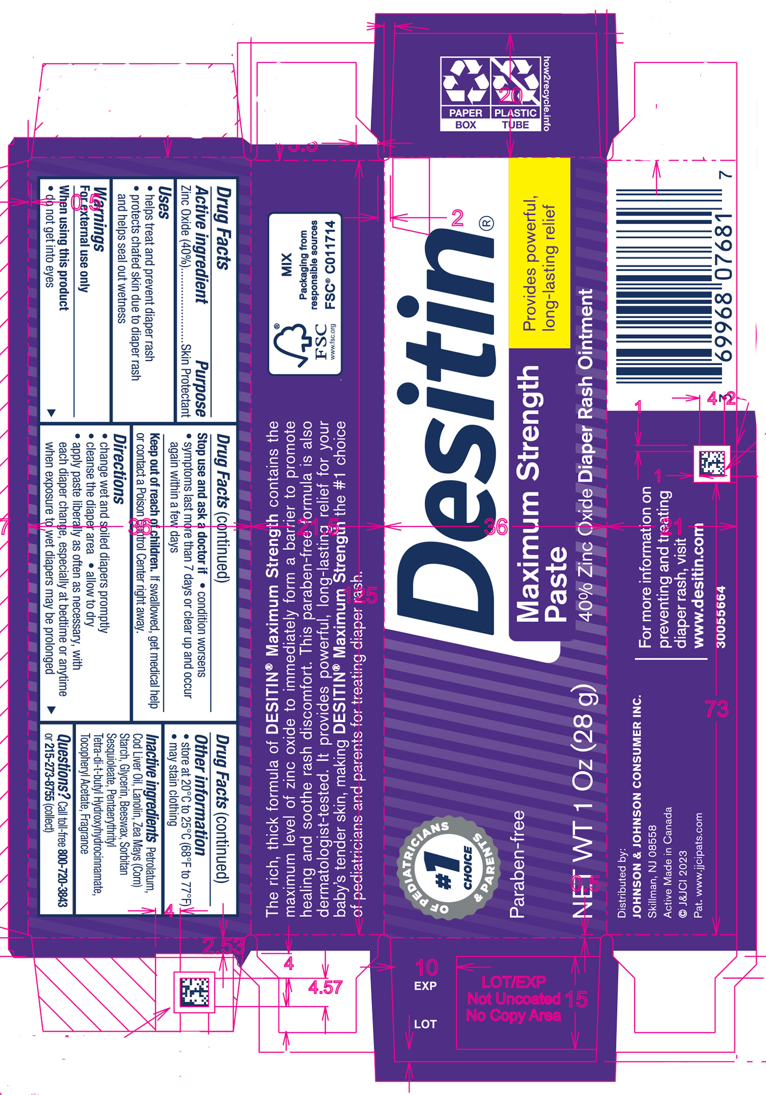 Pill image for Desitin Maximum Strength Paste 40% Zinc Oxide Diaper Rash Ointment