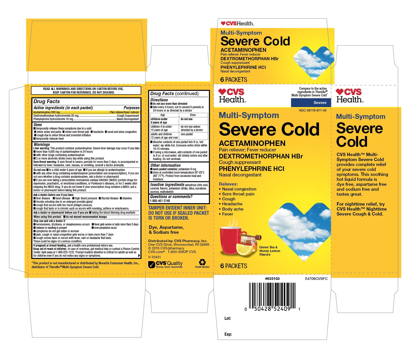Pill image for Cvs Health Multi-symptom Severe Cold Green Tea And Honey Lemon Flavors 6 Packets