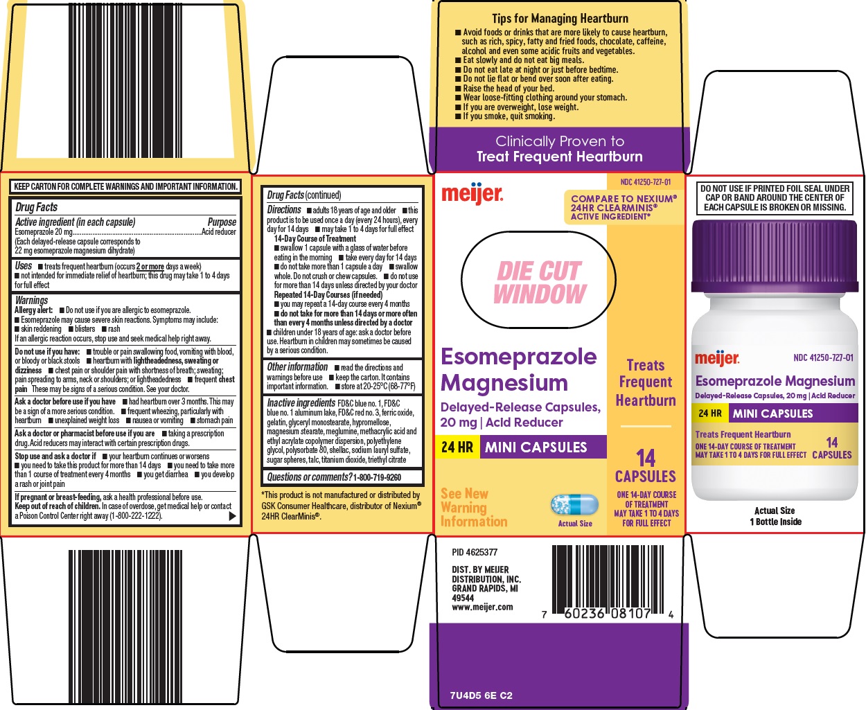 Pill image for Meijer Distribution, Inc. Esomeprazole Magnesium Drug Facts