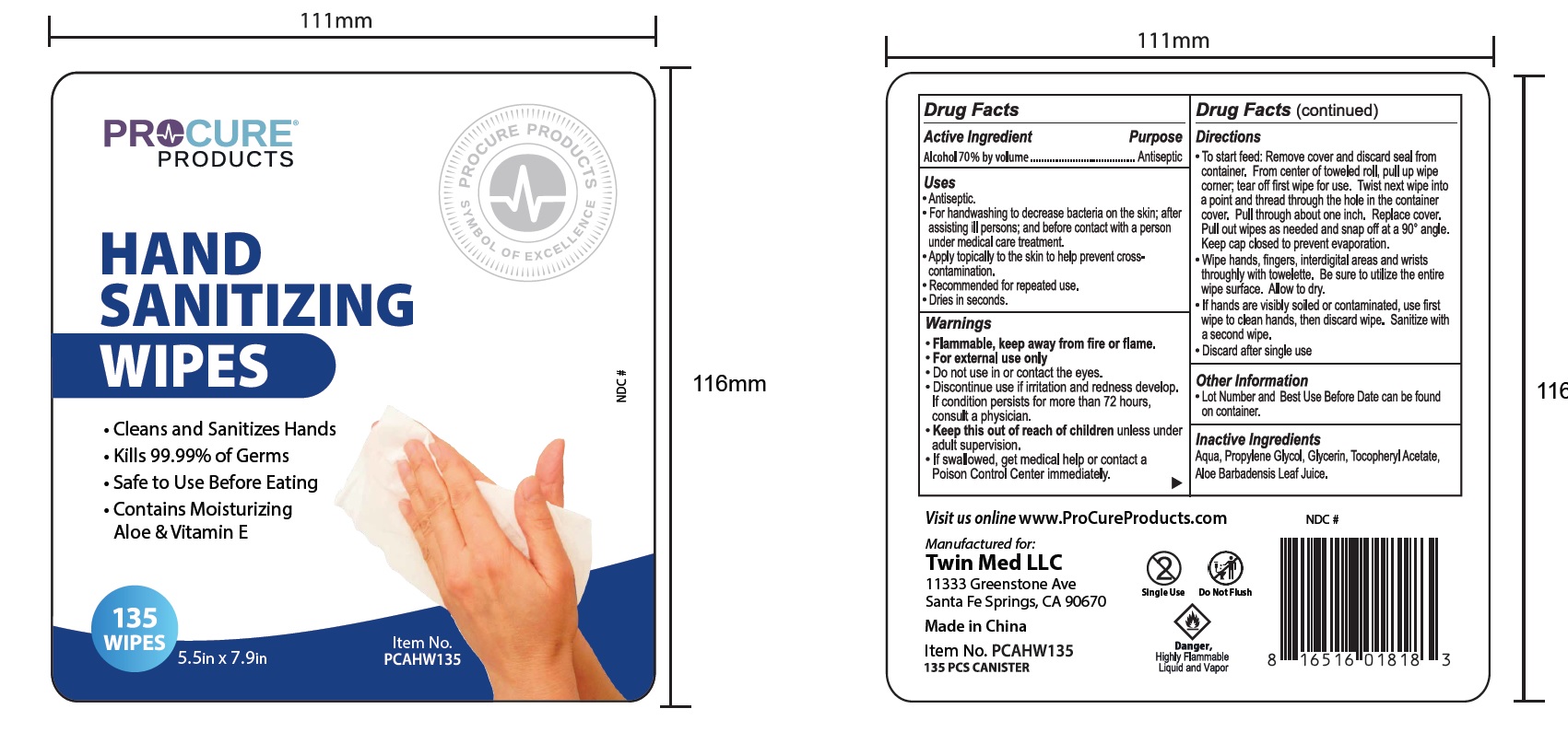 Pill image for Procure Hand Sanitizing Wipes