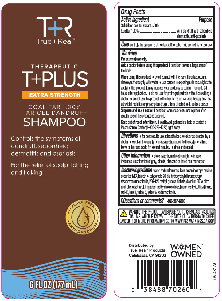 Pill image for True+real™ Therapeutic T+plus Extra Strength Coal Tar 1.00% Tar Gel Dandruff Shampoo