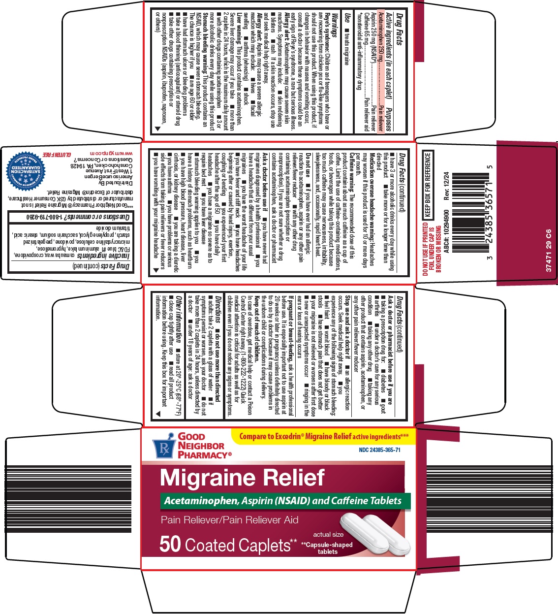 Pill image for Amerisource Bergen Migraine Relief Drug Facts