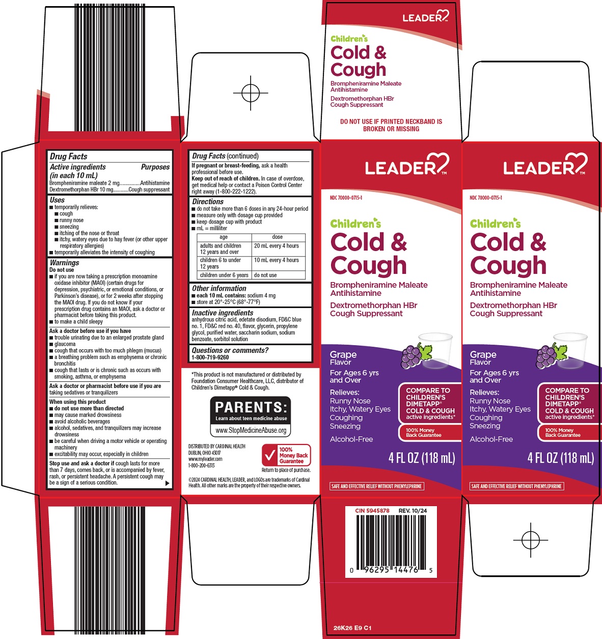 Pill image for Cardinal Health Children’s Cold & Cough Drug Facts