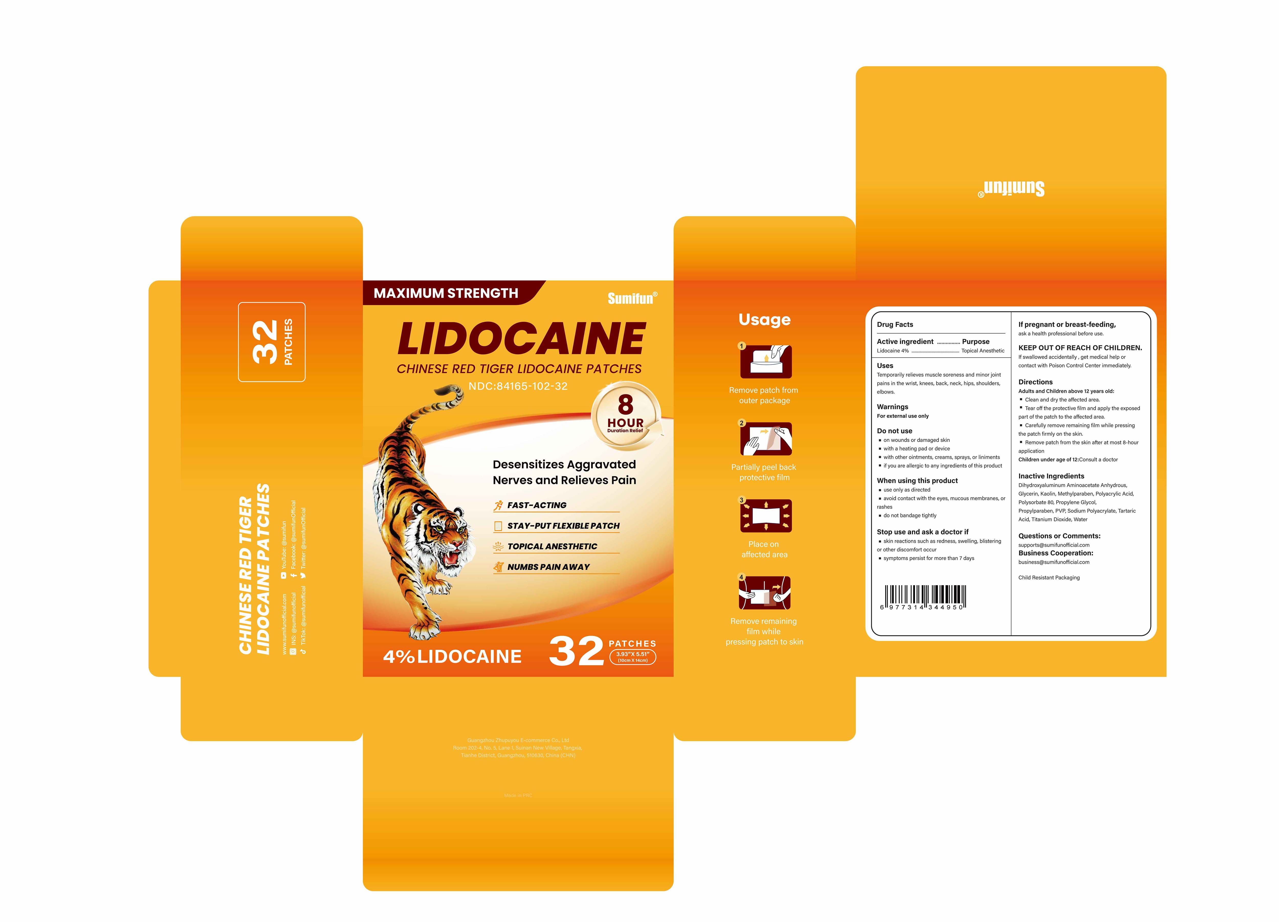 Pill image for 84165-102 Chinese Red Tiger Lidocaine Patches