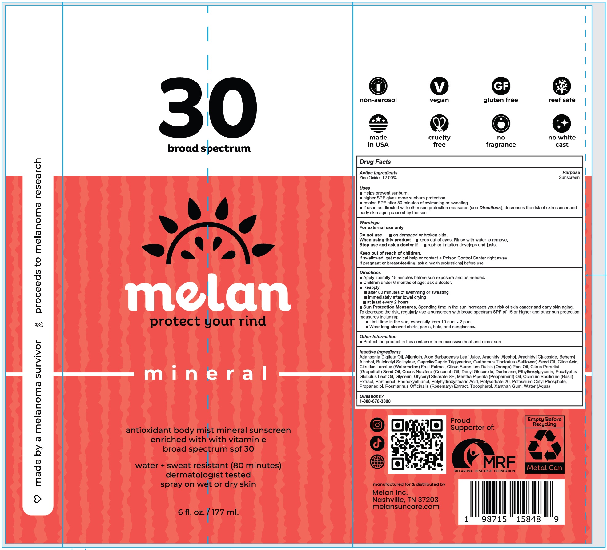 Pill image for Melan Mineral Antioxidant Body Mist Mineral Sunscreen Spf 30