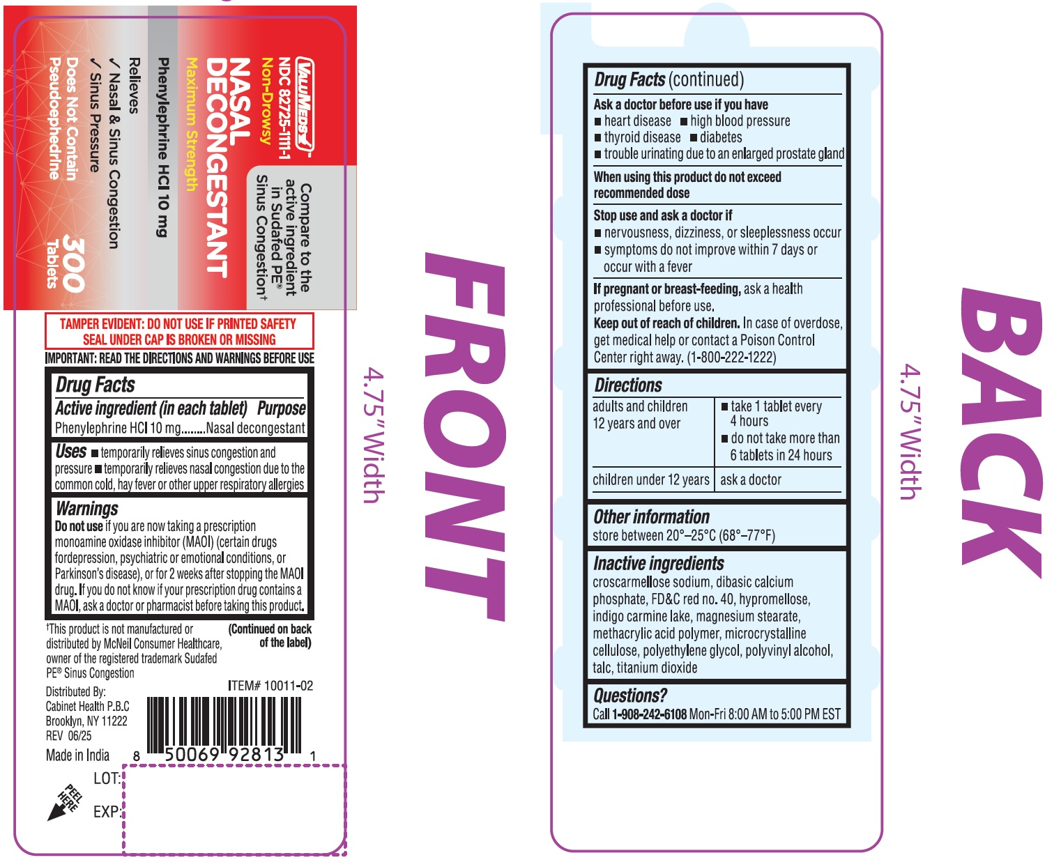 Pill image for Valumeds Nasal Decongestant, Phenylephrine Hcl