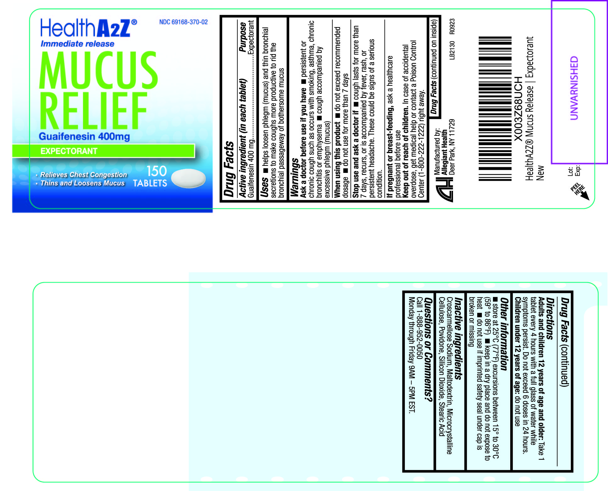 Pill image for 370 - Health A2z Mucus Relief