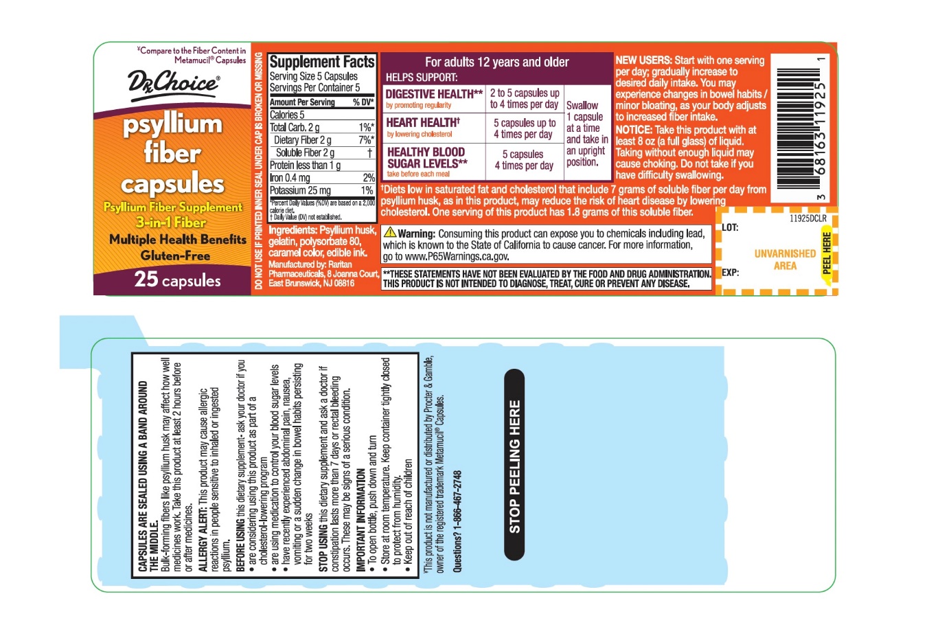 Pill image for Drx Choice Fiber Capsules Natural Psyllium Husk