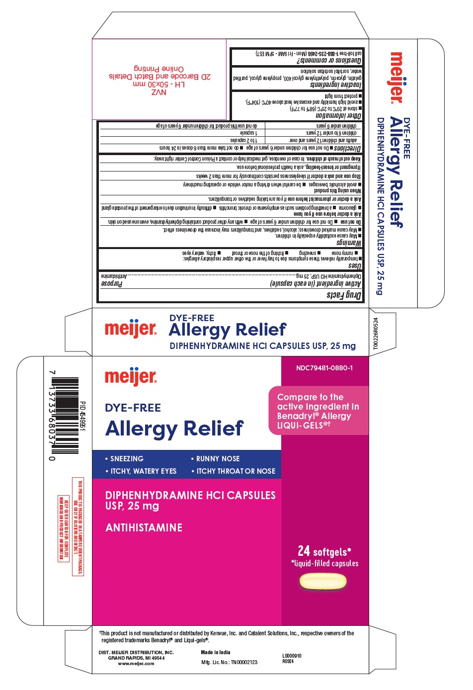 Pill image for Diphenhydramine Hcl Capsules, 25 Mg- Meijer-allergy Relief