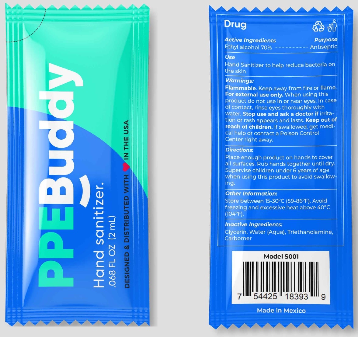 Pill image for Ppebuddy Single Use - Hand Sanitizer (s001)