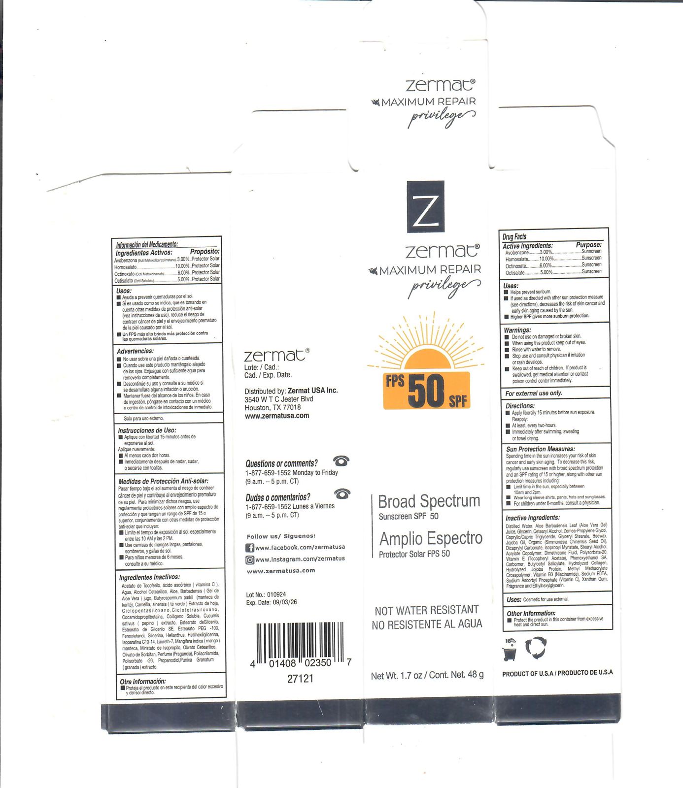 Pill image for Zermat_maximun Repair_spf 50