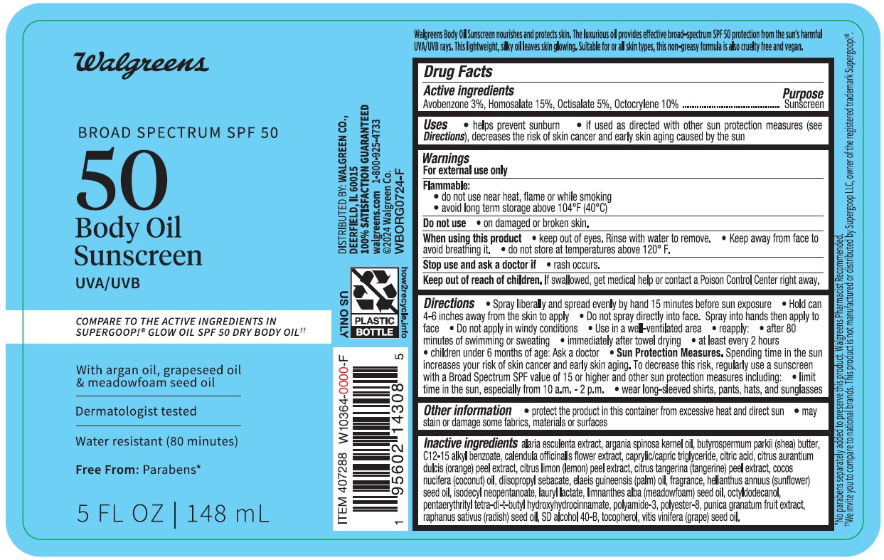Pill image for walgreens broad spectrum spf 50 body oil sunscreen